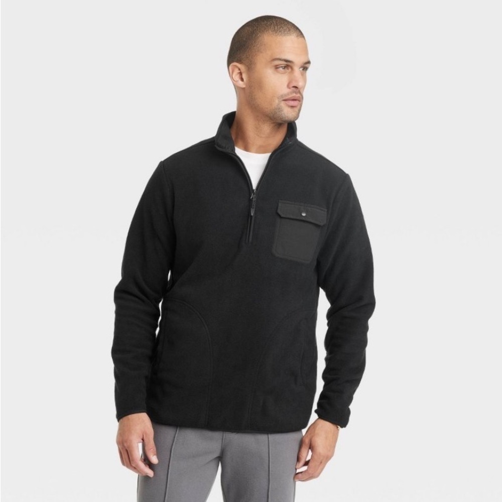 Men's Quarter-Zip Fleece Sweatshirt - Goodfellow & Сот Black